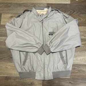 World Travel Club Bomber Jacket Mens XL Gray Vintage Members Only Style Utility